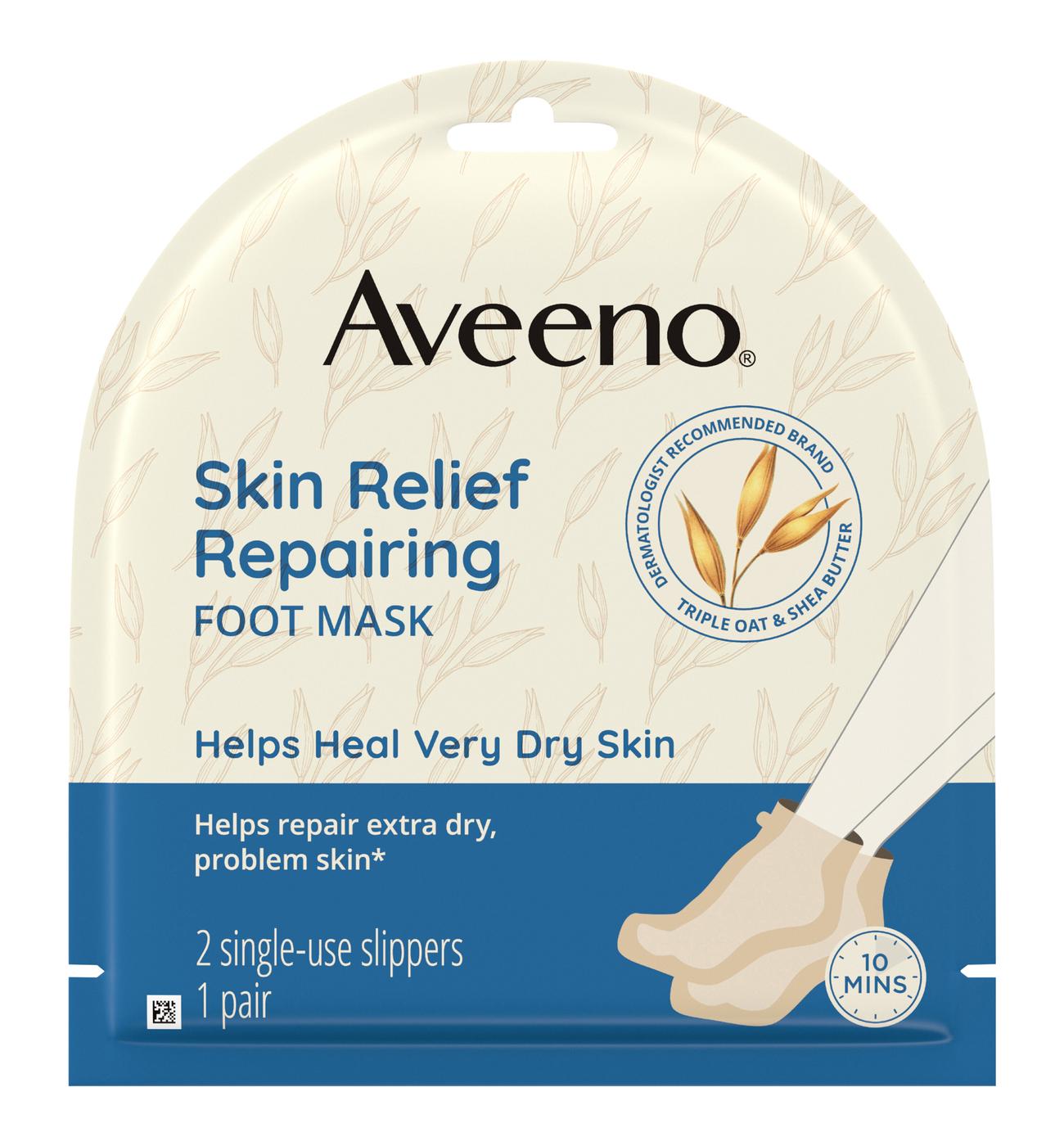 Aveeno Skin Relief Repairing Foot Mask 2 Single-Use Slippers; image 1 of 3