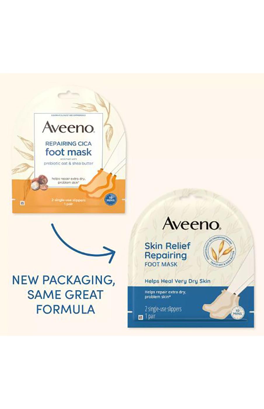 Aveeno Skin Relief Repairing Foot Mask 2 Single-Use Slippers; image 2 of 3