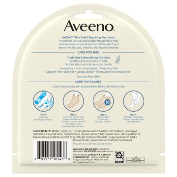 Aveeno Skin Relief Repairing Foot Mask 2 Single-Use Slippers, 1 ct