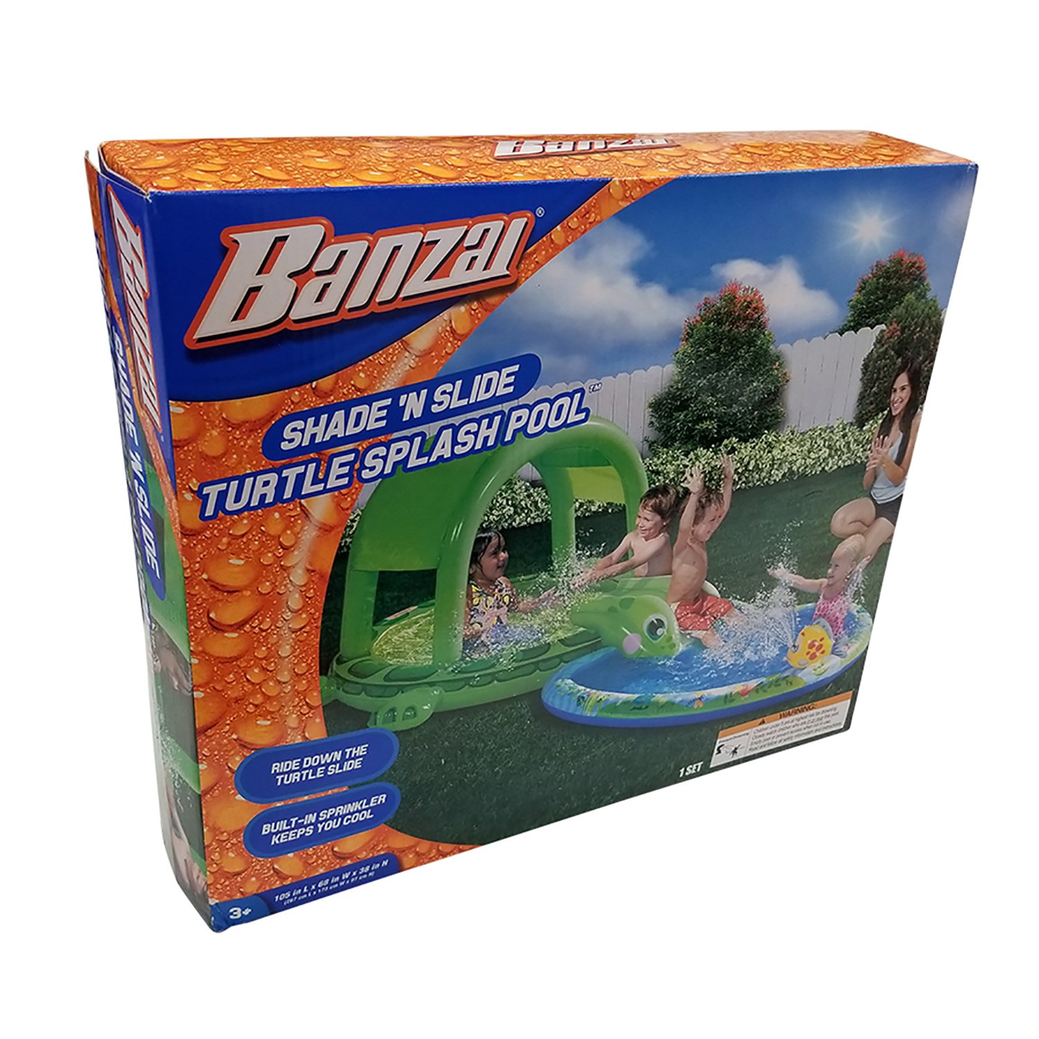 Banzai Shade 'N Slide Turtle Splash Pool Shop Kiddie Pools at HEB