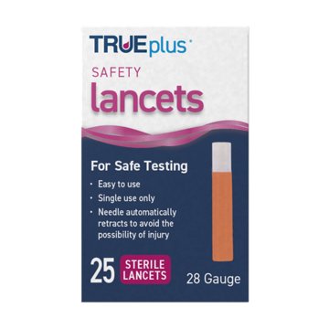 TRUEplus Safety Lancets 28g, 25 ct