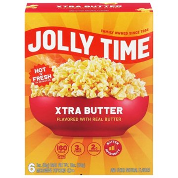 Jolly Time Xtra Butter Microwave Popcorn Bags, 6 ct
