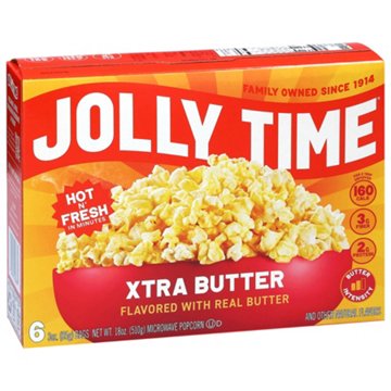 Jolly Time Xtra Butter Microwave Popcorn Bags, 6 ct
