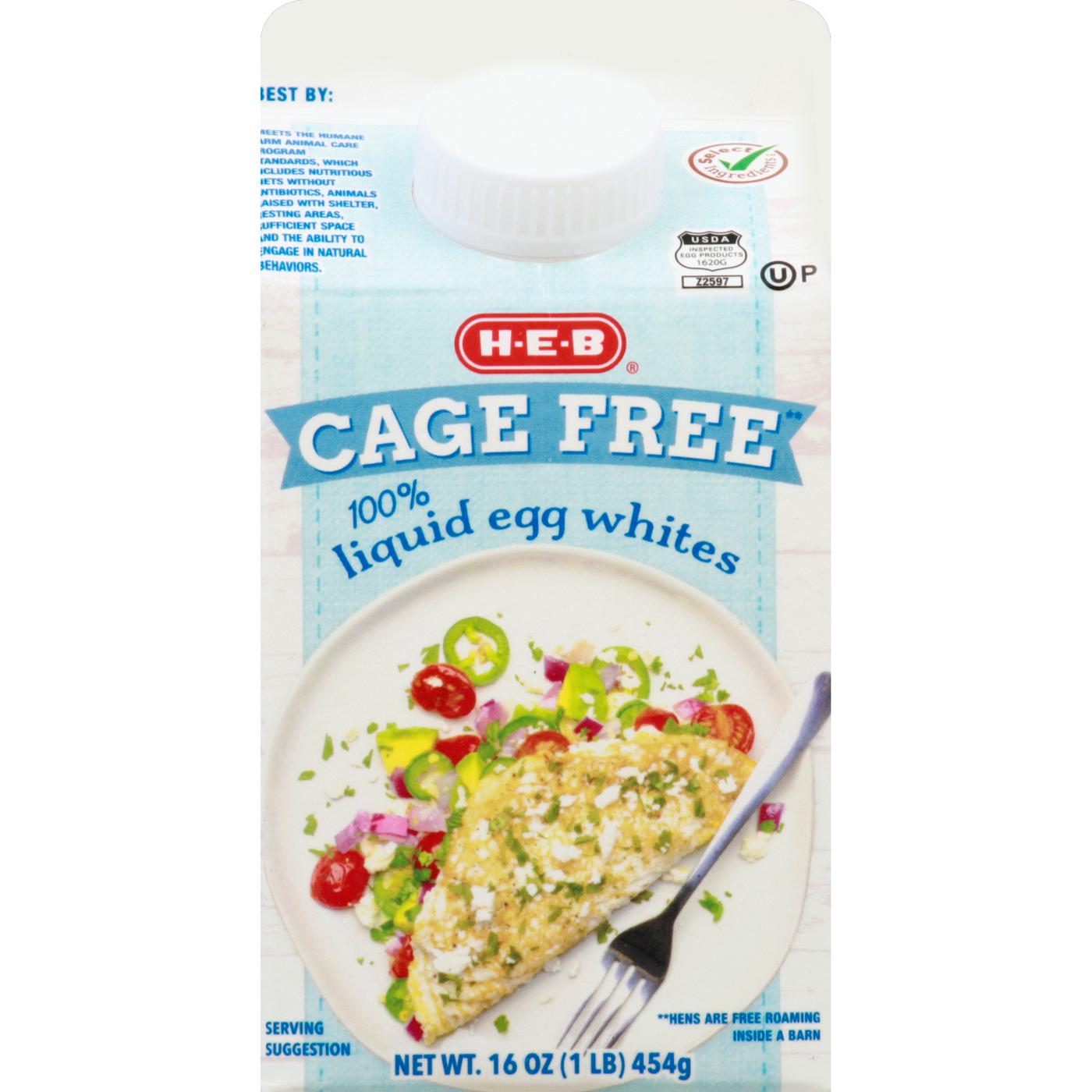 H-E-B Cage Free Liquid Egg Whites; image 1 of 2