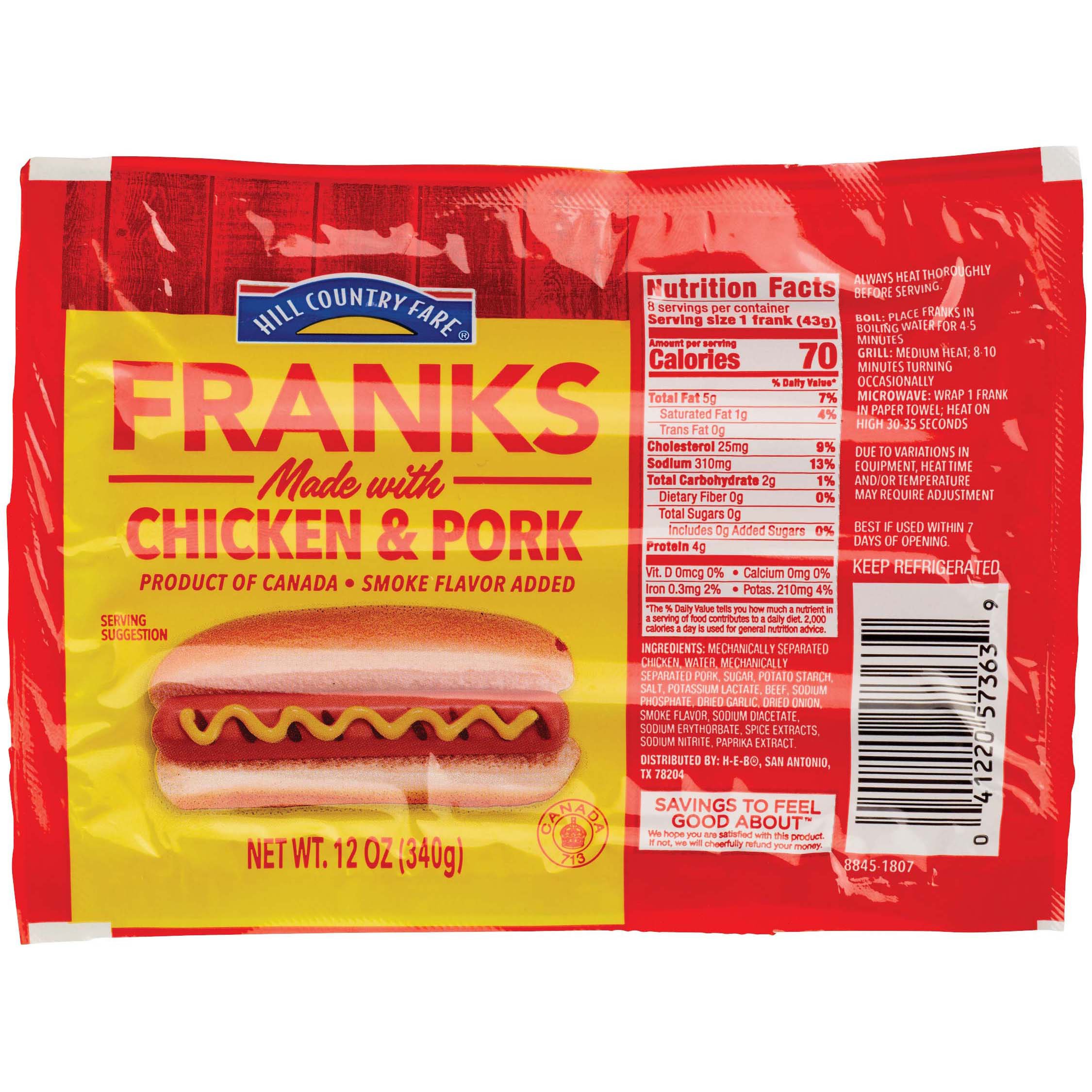 Hill Country Fare Chicken And Pork Meat Franks - Shop Hot Dogs At H-E-B