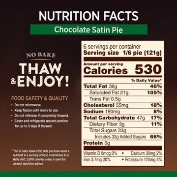 Marie Callender's Chocolate Satin Pie Thaw & Enjoy Frozen Dessert, 25.6 oz