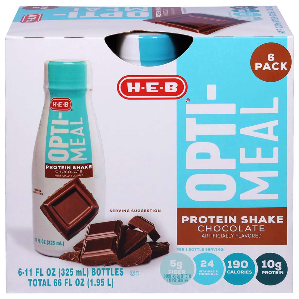 H-E-B Opti-Meal Chocolate Protein Shake 6 Pk - Shop Diet & Fitness At H-E-B