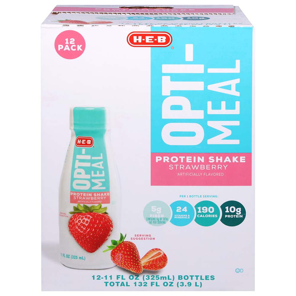 H-E-B Opti-Meal 10g Protein Shake - Strawberry - Shop Diet & Fitness At ...