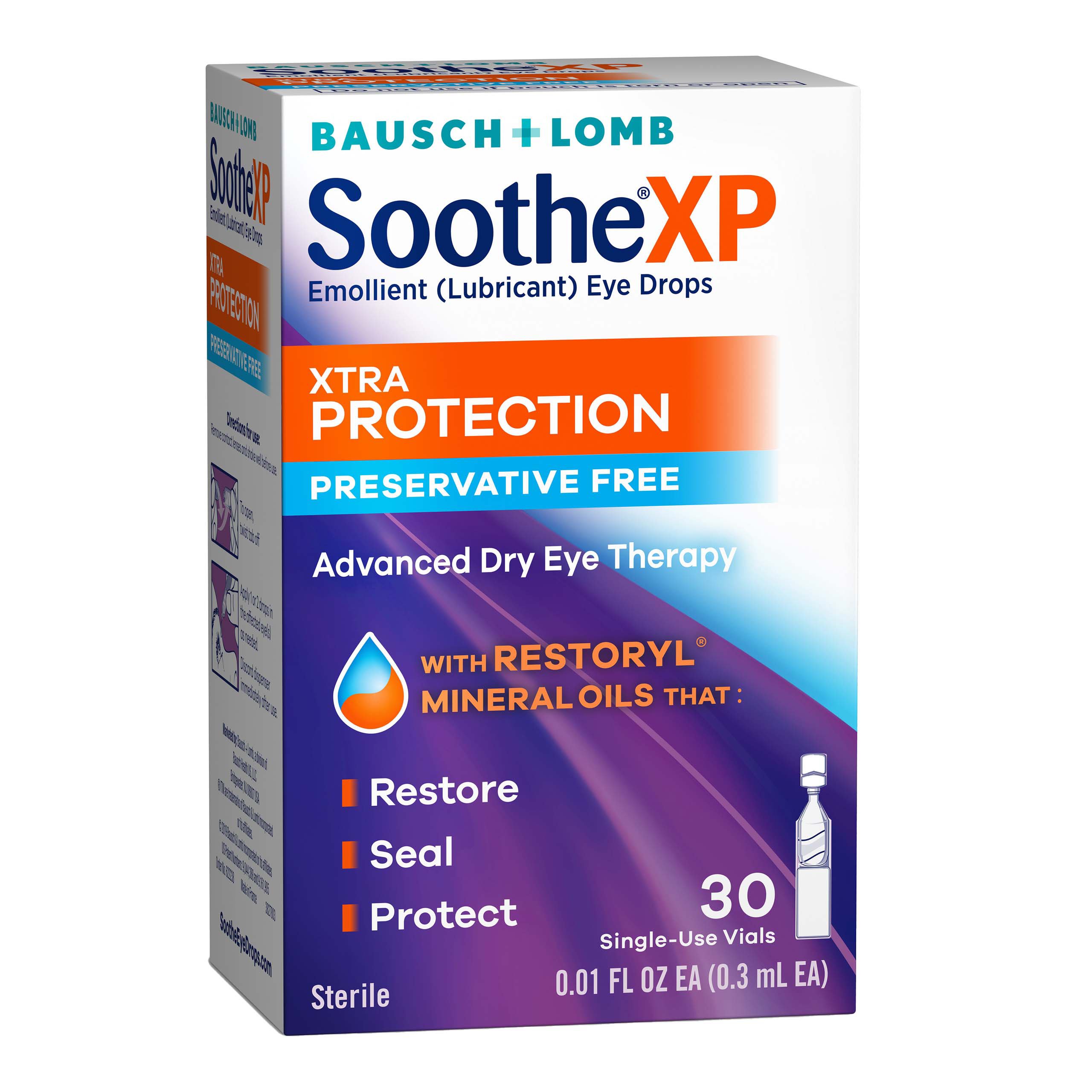 Bausch Lomb Soothe XP Preservative Free Emollient Lubricant Eye Drops