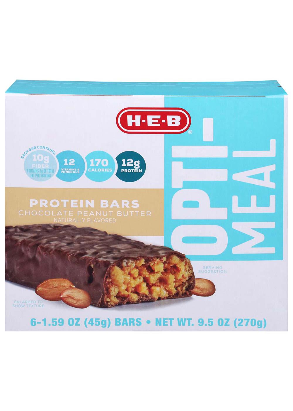 H-E-B Opti-Meal 12g Protein Bars - Chocolate Peanut Butter; image 1 of 2