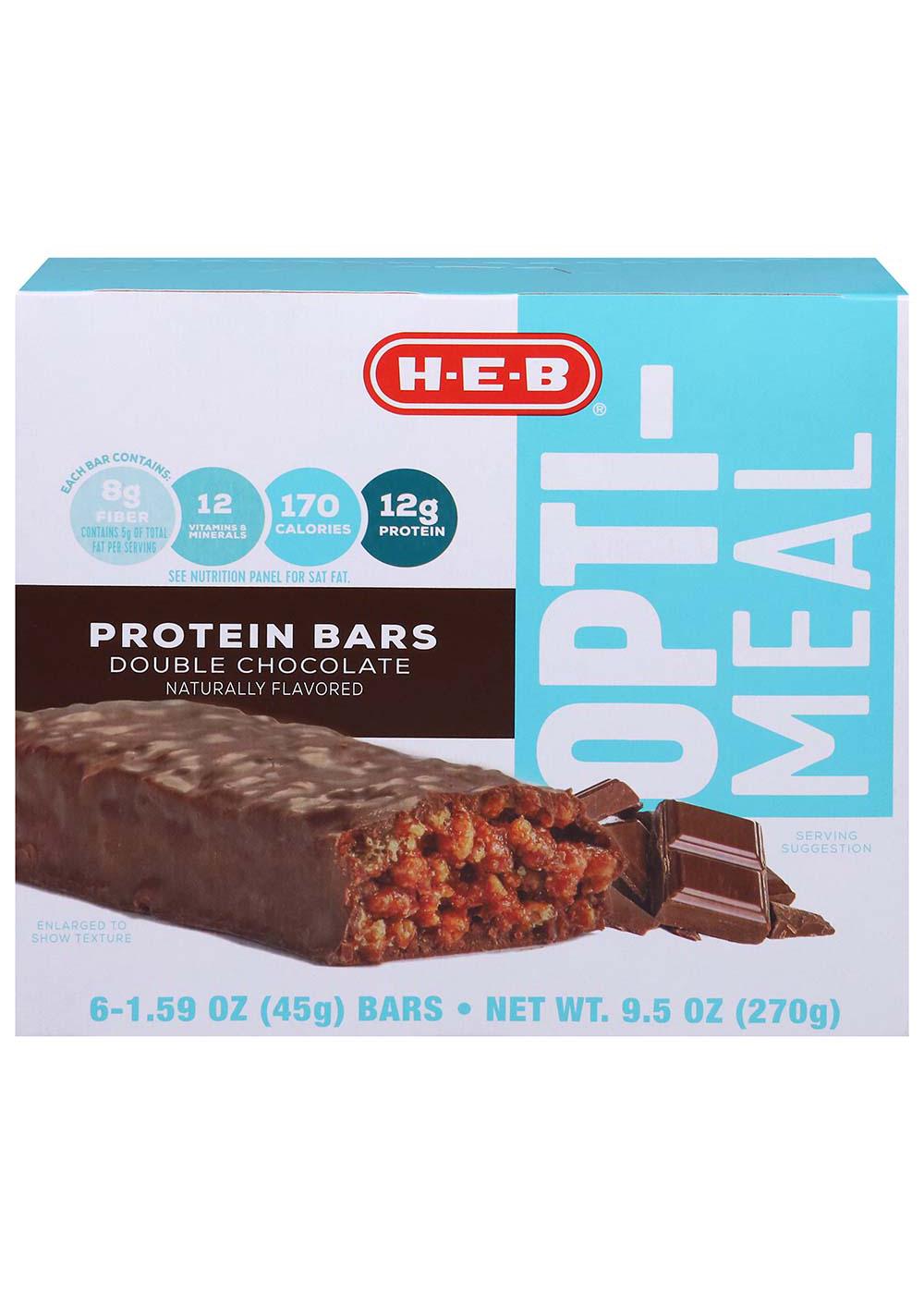 H-E-B Opti-Meal 12g Protein Bars - Double Chocolate; image 1 of 2