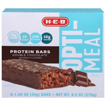H-E-B Opti-Meal 12g Protein Bars - Double Chocolate, 6 ct