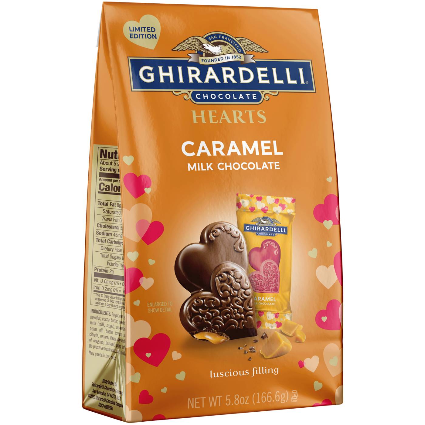 Ghirardelli Caramel Milk Chocolate Hearts Valentine's Candy; image 2 of 2