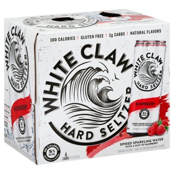White Claw Raspberry Hard Seltzer 6 pk Cans, 12 oz