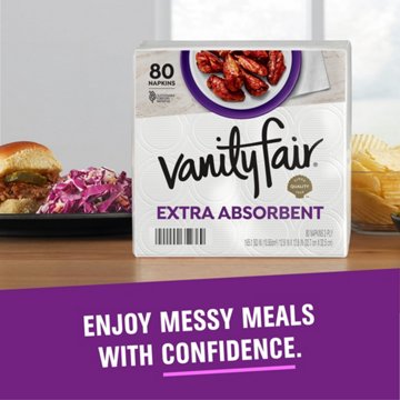 Vanity Fair Extra Absorbent Paper Napkins-White, 80 ct
