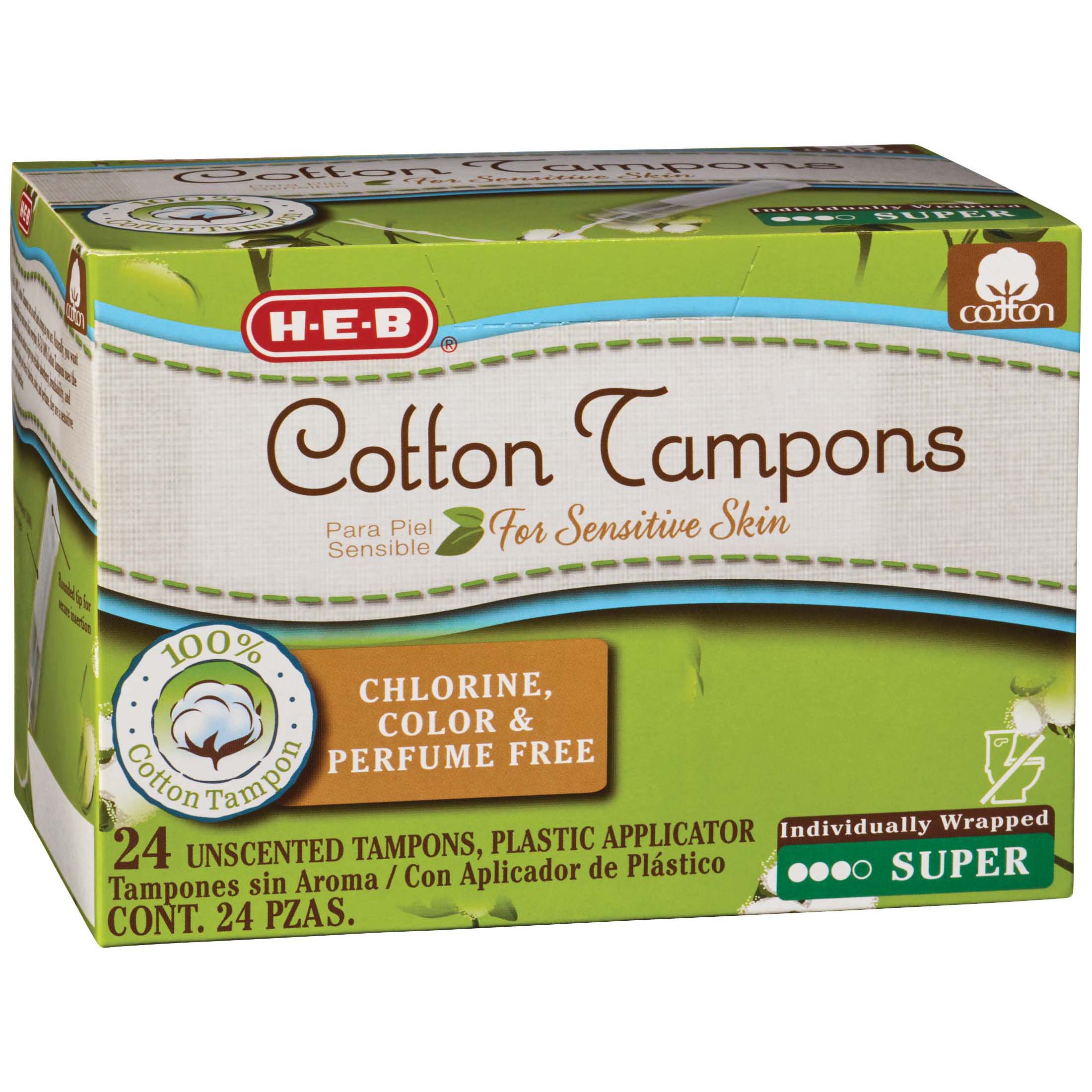 H-E-B 100% Cotton Tampons Super - Shop Tampons At H-E-B