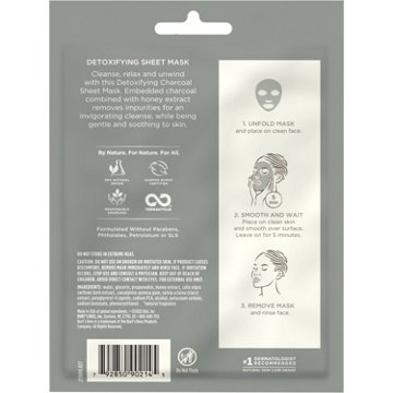 Burt's Bees Detoxifying Facial Sheet Mask - Charcoal + Honey, 1 ct