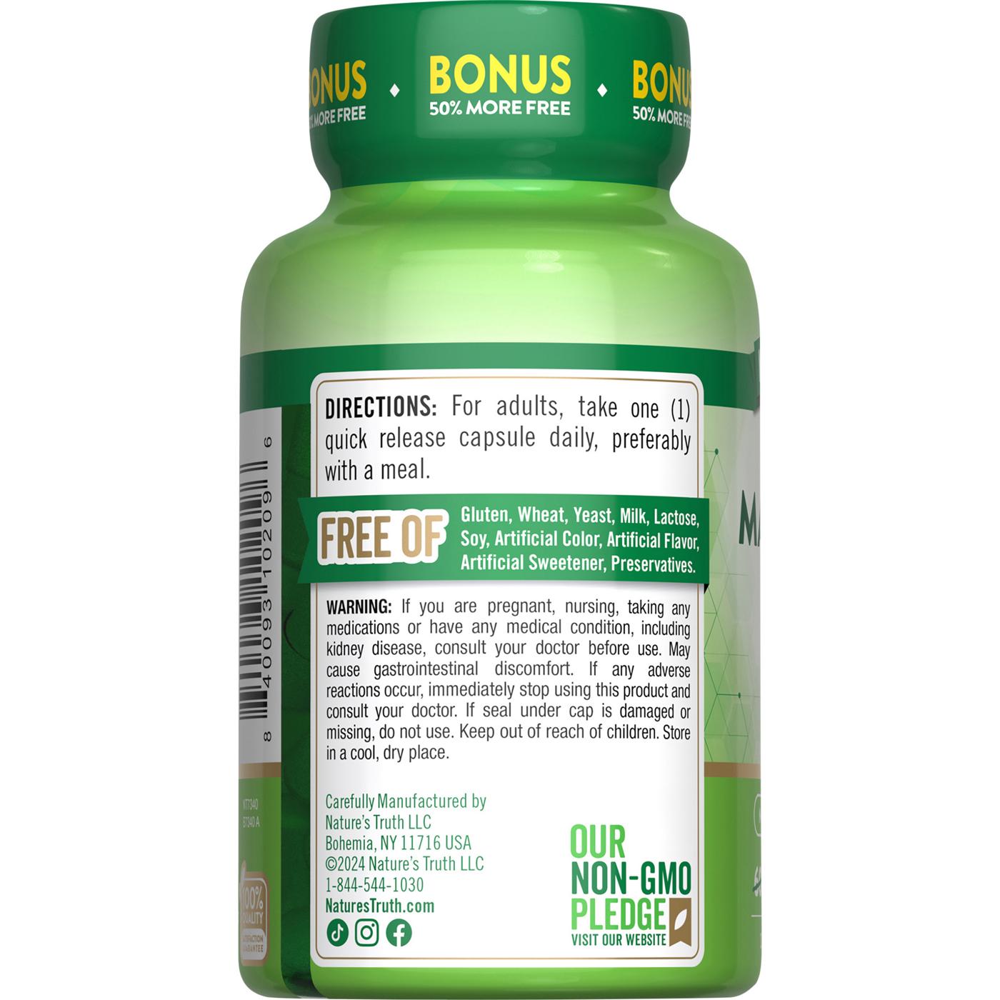 Nature's Truth Magnesium 500 mg Quick Release Capsules; image 3 of 4