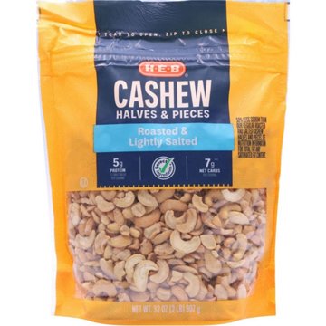 H-E-B Lightly Salted Roasted Cashew Halves & Pieces