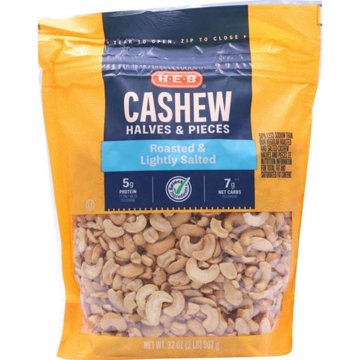 H-E-B Lightly Salted Roasted Cashew Halves & Pieces
