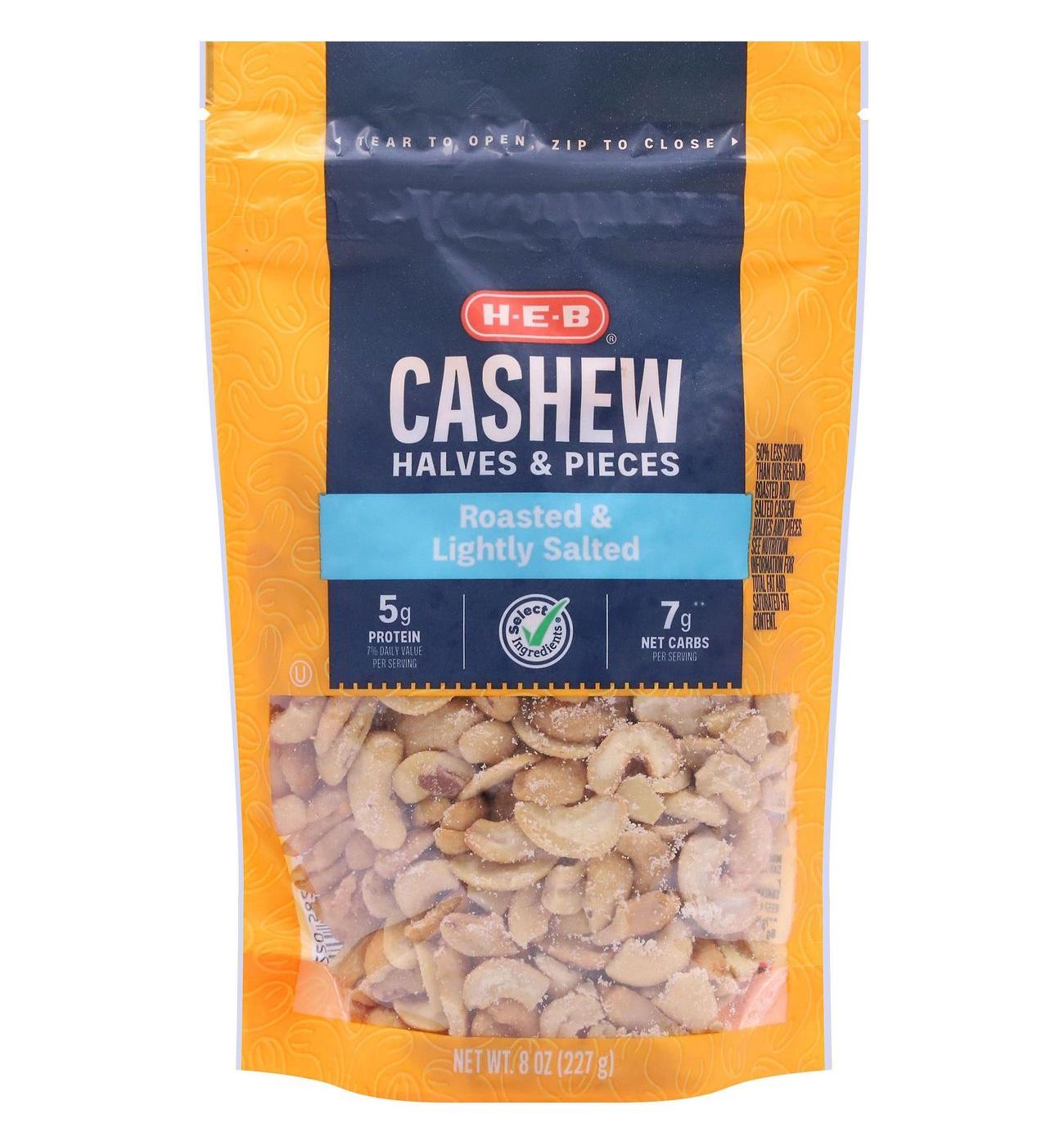 H-E-B Lightly Salted Roasted Cashew Halves & Pieces; image 1 of 5
