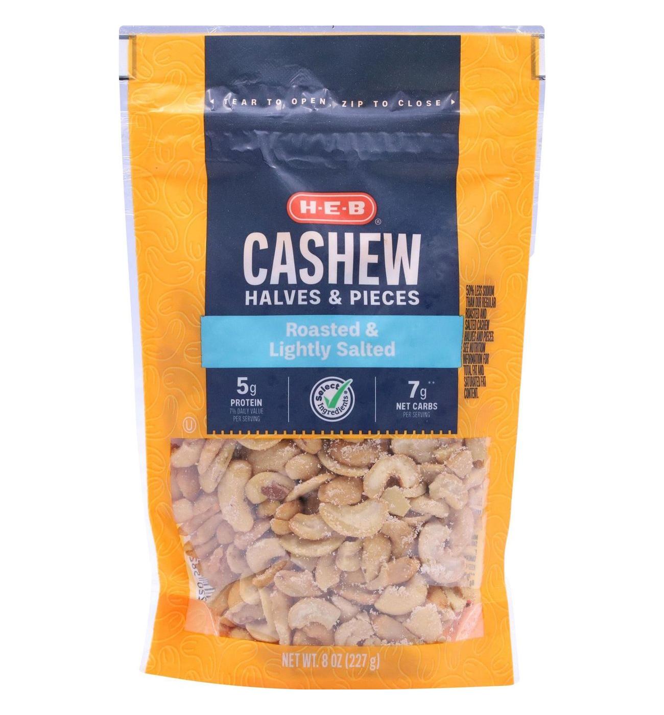 H-E-B Lightly Salted Roasted Cashew Halves & Pieces; image 2 of 5