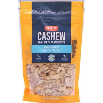 H-E-B Lightly Salted Roasted Cashew Halves & Pieces, 8 oz