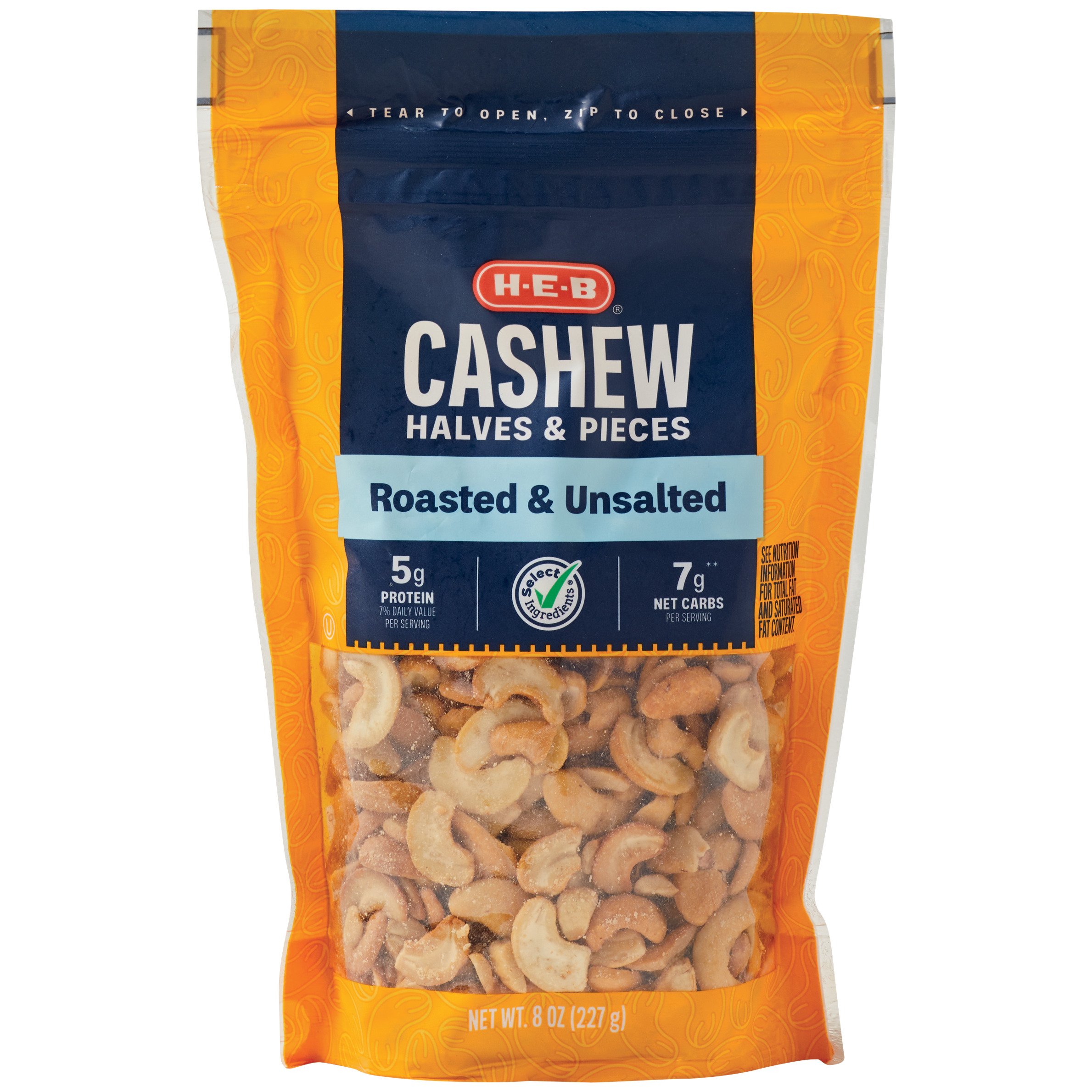 HEB Select Ingredients Unsalted Cashew Halves & Pieces Shop Nuts