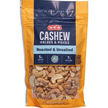 H-E-B Unsalted Roasted Cashew Halves & Pieces