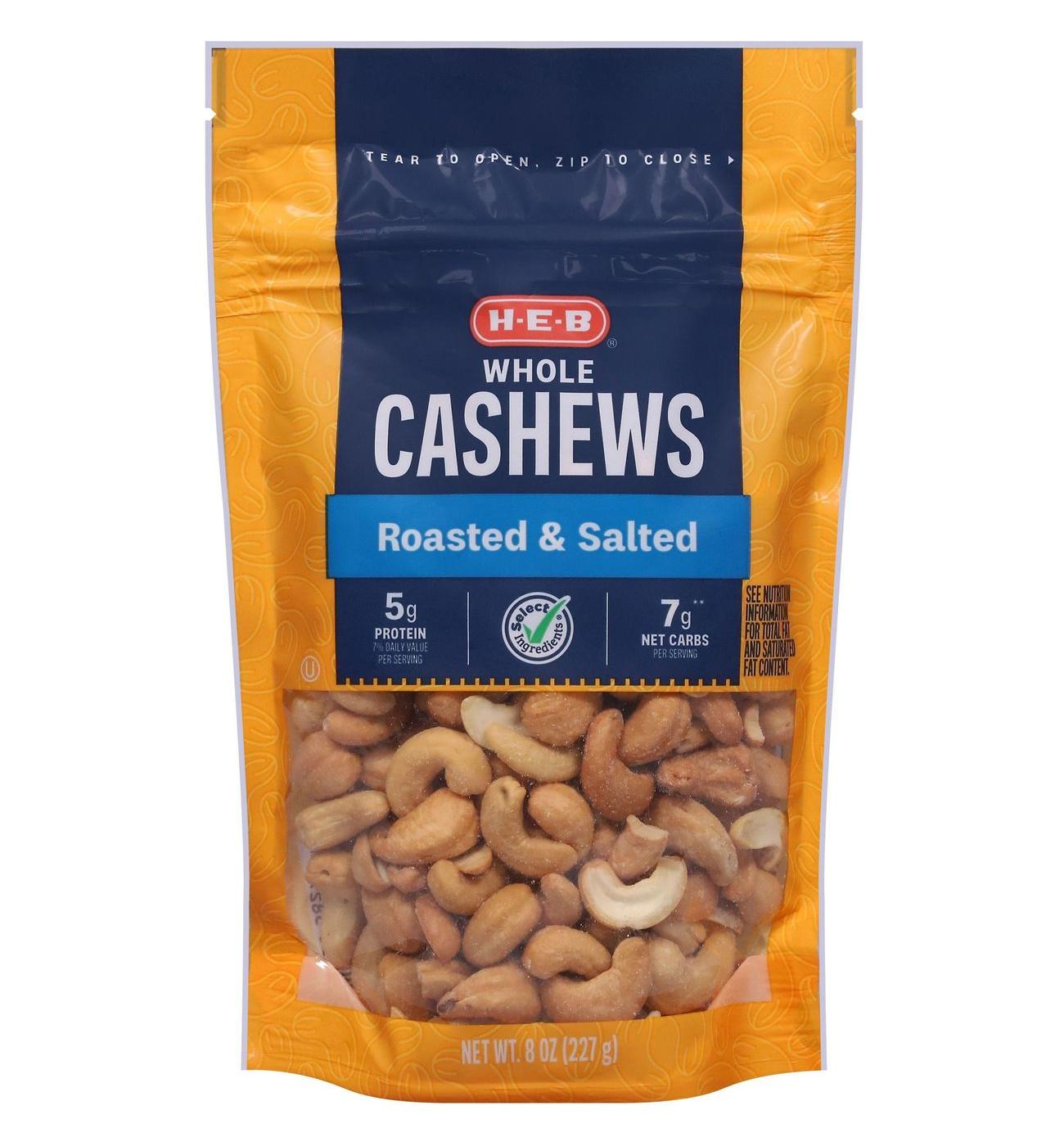 H-E-B Salted Roasted Whole Cashews; image 1 of 5