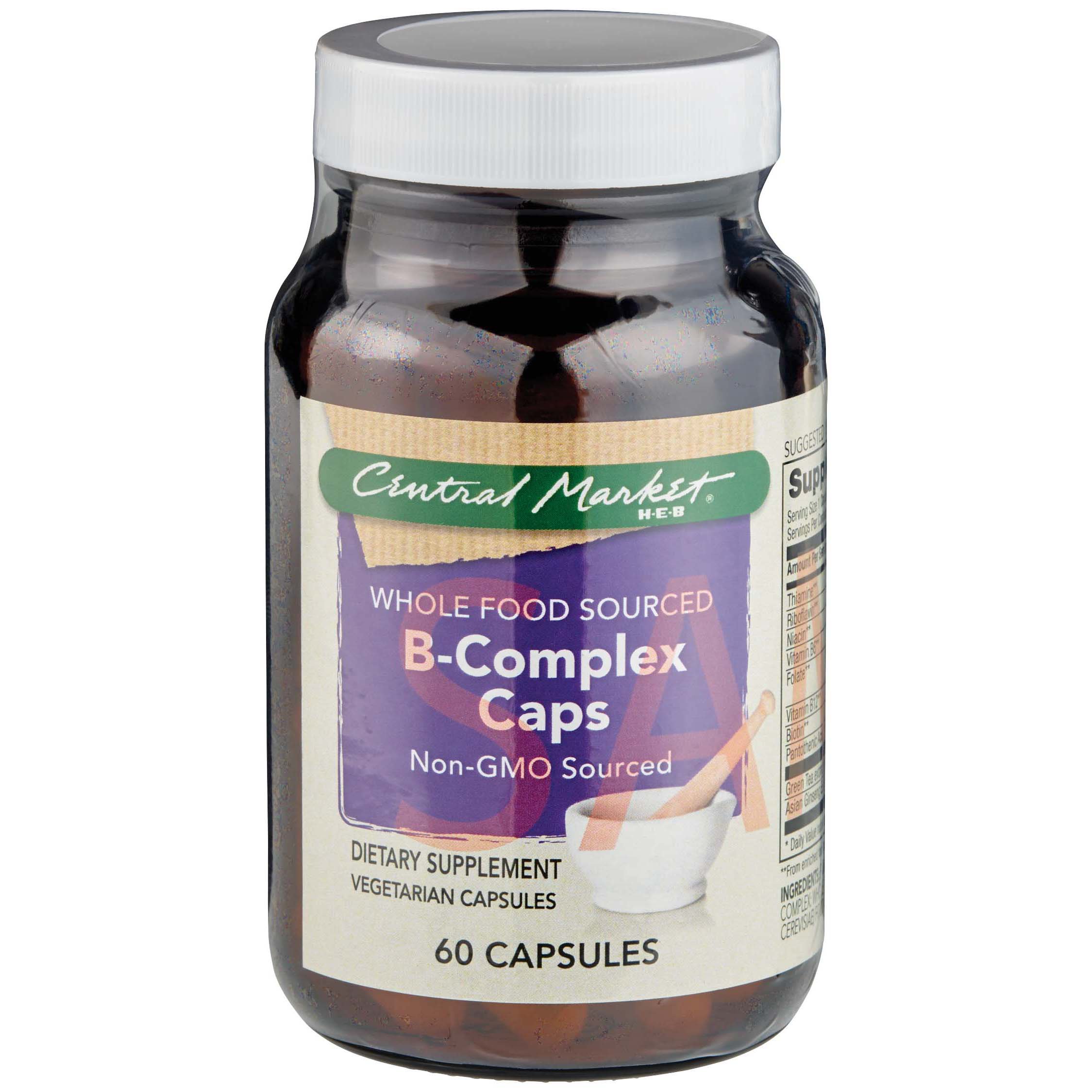 Central Market Non GMO B-Complex Capsules, 60 ct