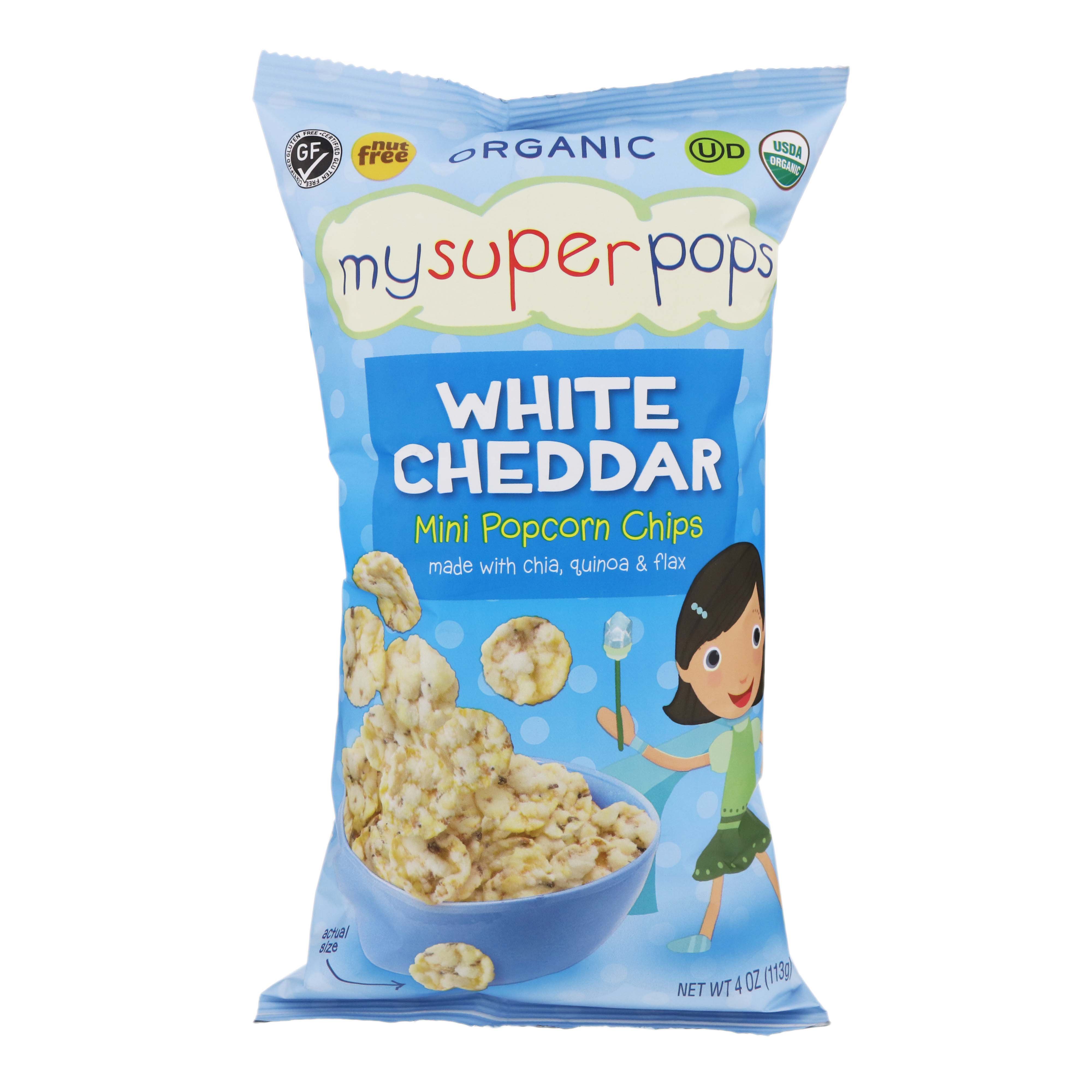 MySuperPops Organic White Cheddar Mini Popcorn Chips Shop Popcorn at