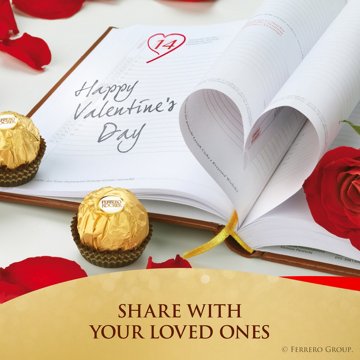 Ferrero Rocher Fine Hazelnut Chocolates Valentine's Heart Gift Box, 24 pc