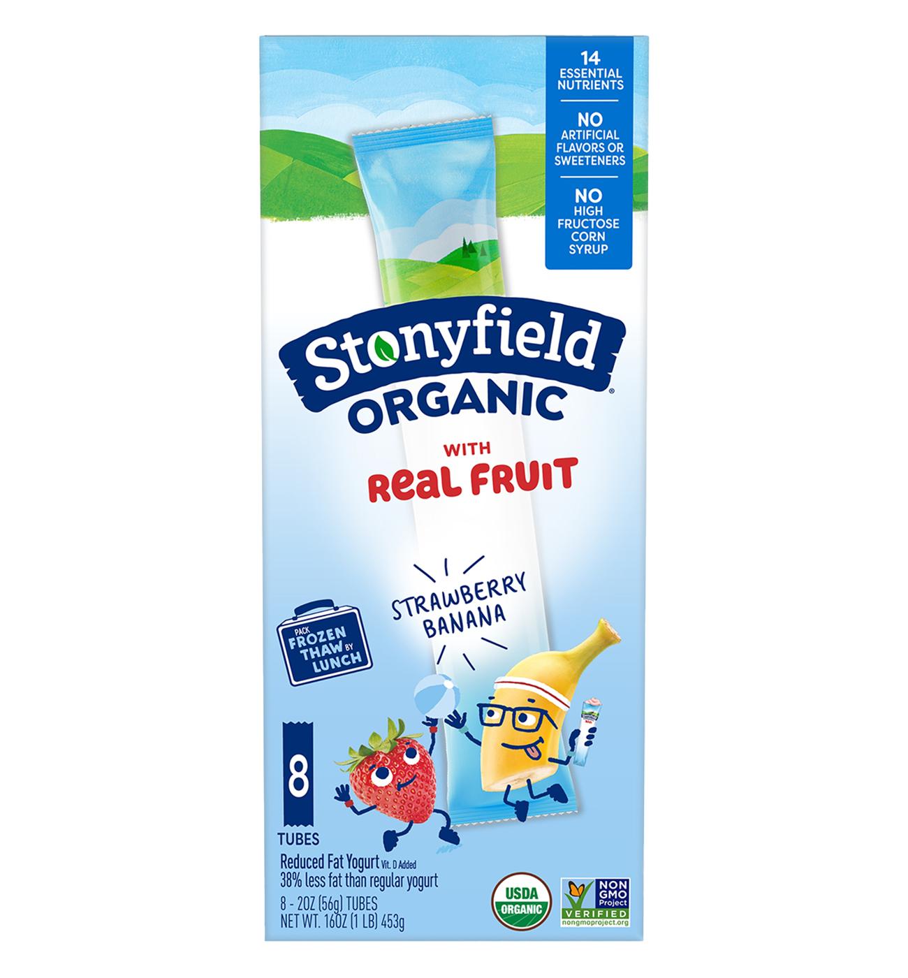 Stonyfield Organic Kids Whole Milk Yogurt Tubes Strawberry Banana
