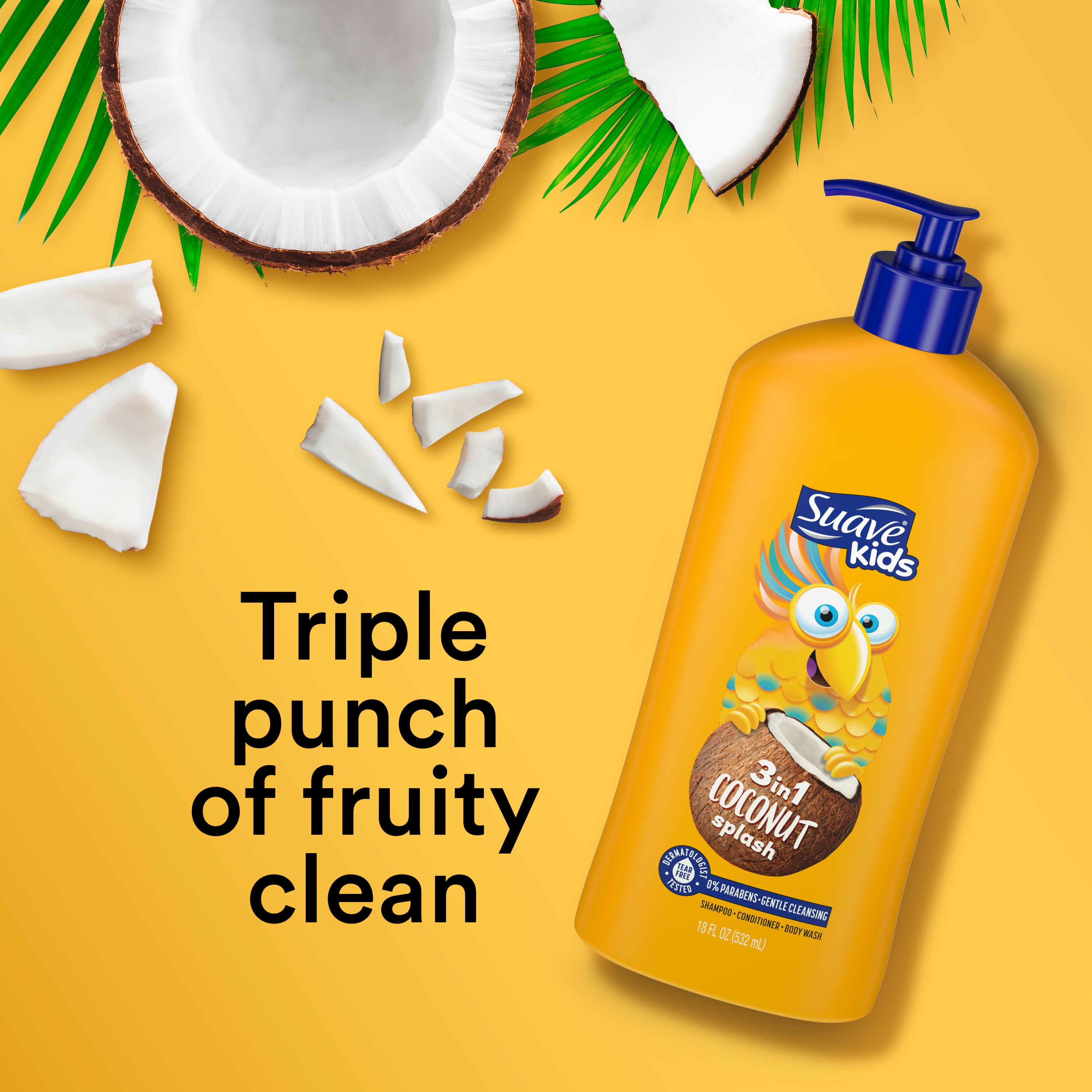 Suave Kids' Natural Coconut Oil 3-in-1 Pump Shampoo + Conditioner