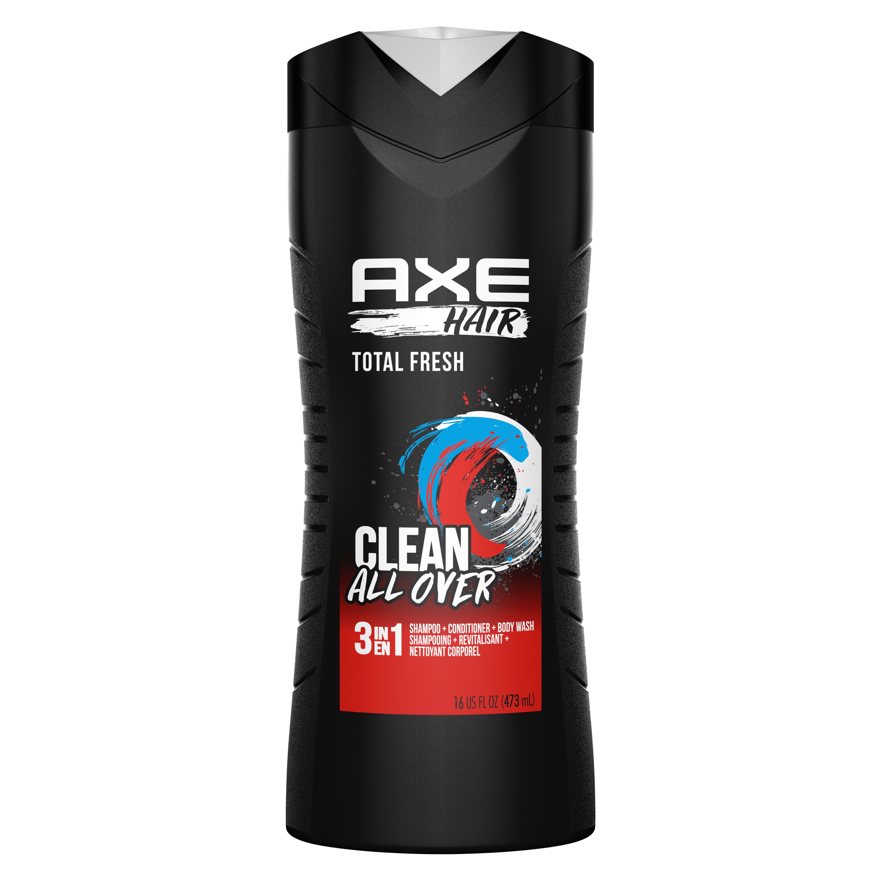 AXE SHAMPOO 3N1 TOTAL FRESH 4 PIECE 16 OZ./473 ML product package