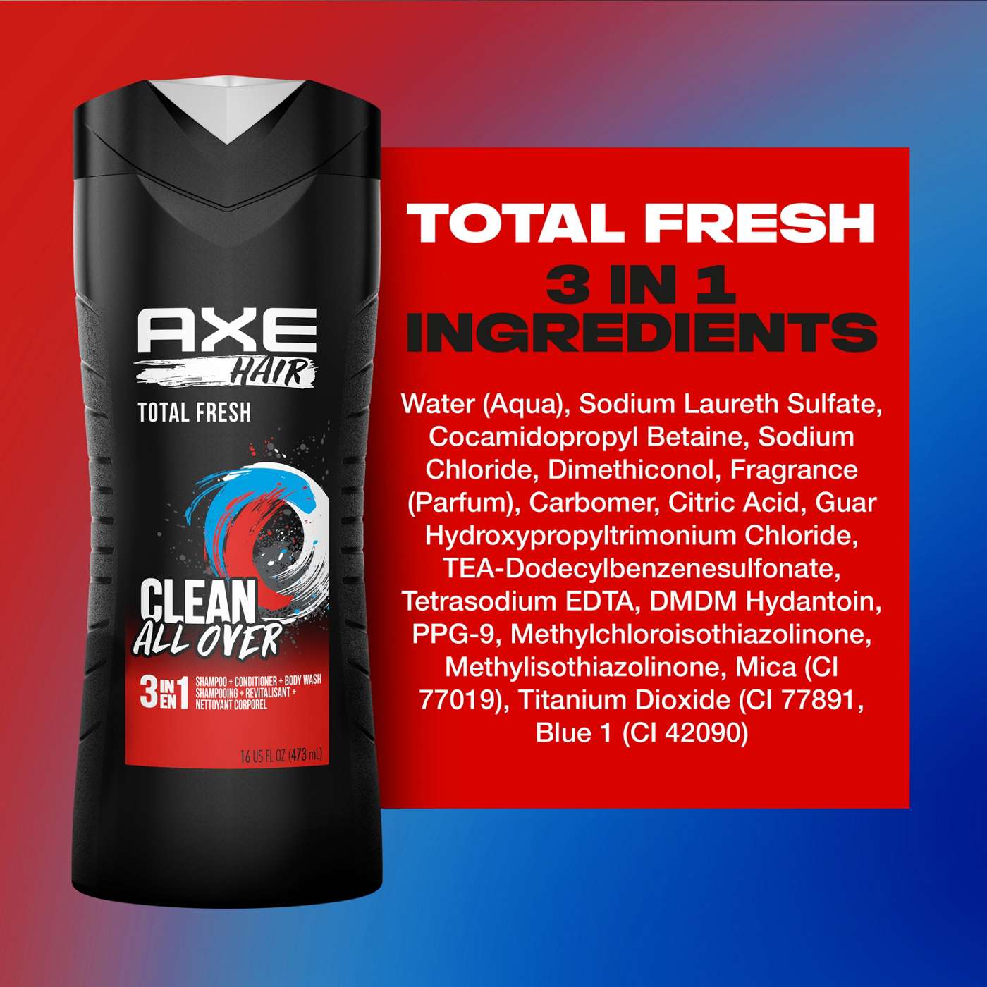AXE 3 in 1 Body Wash + Shampoo + Conditioner - Total Fresh; image 9 of 9