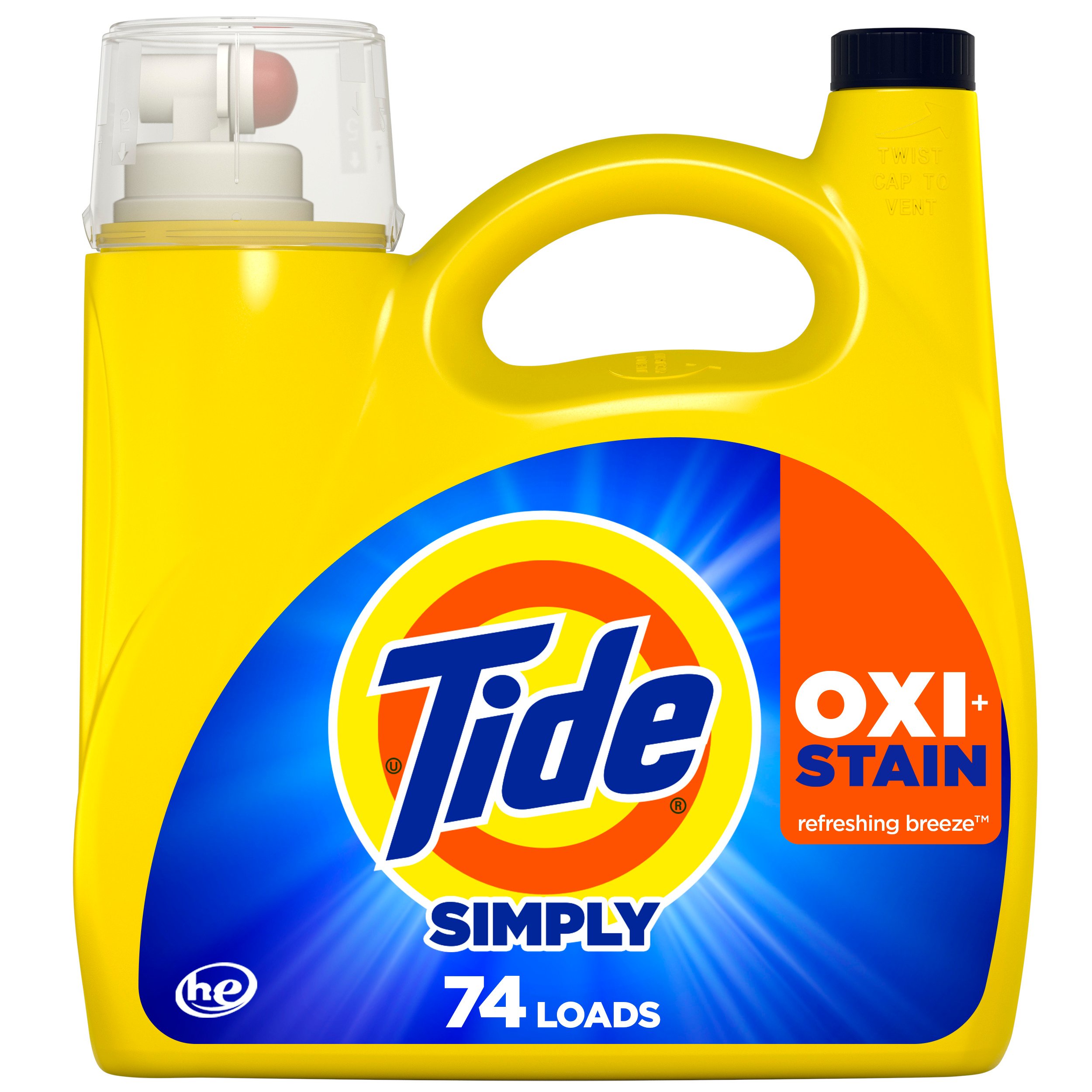 Tide Simply Oxi Refreshing Breeze HE Liquid Laundry Detergent 74 Loads