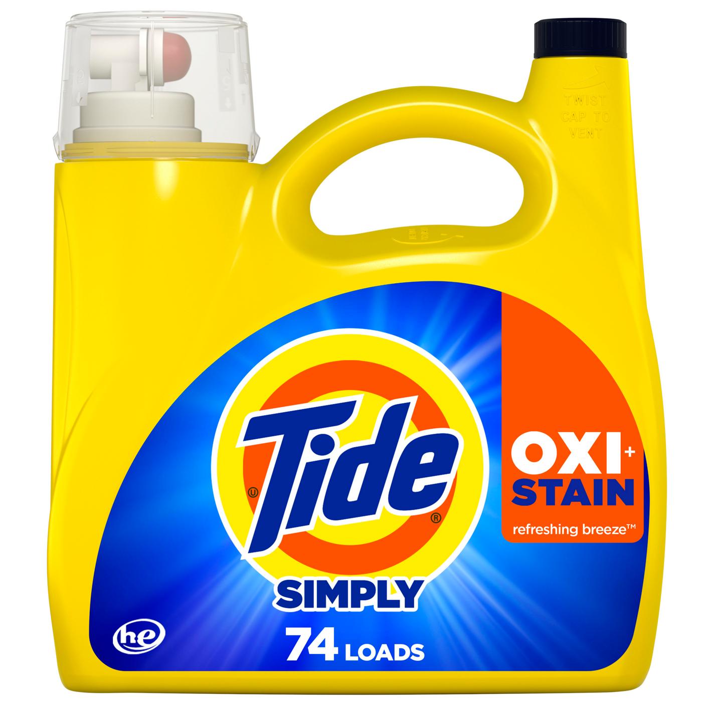 Tide + Simply Oxi HE Liquid Laundry Detergent, 74 Loads - Refreshing Breeze; image 1 of 17