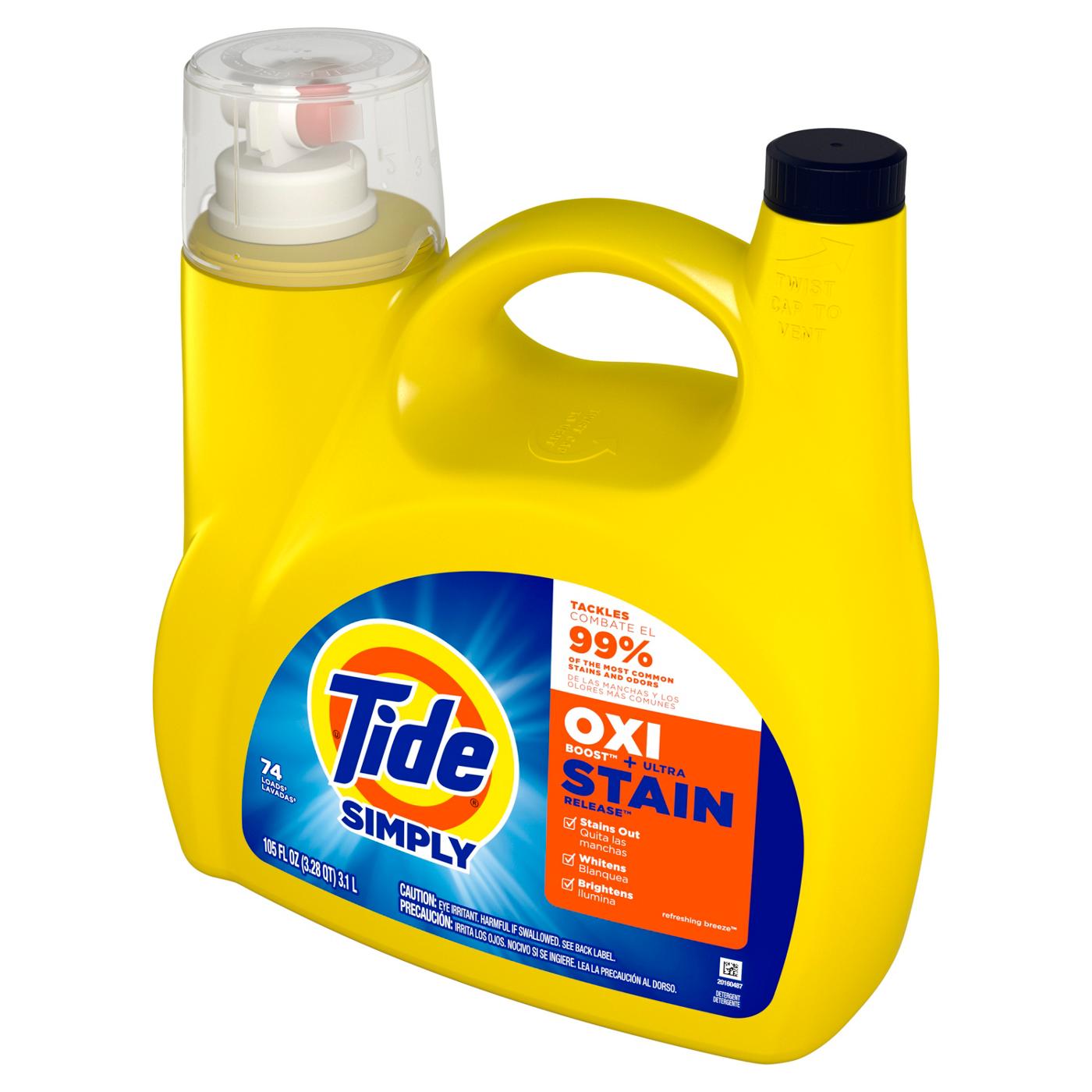 Tide + Simply Oxi HE Liquid Laundry Detergent, 74 Loads - Refreshing Breeze; image 14 of 17