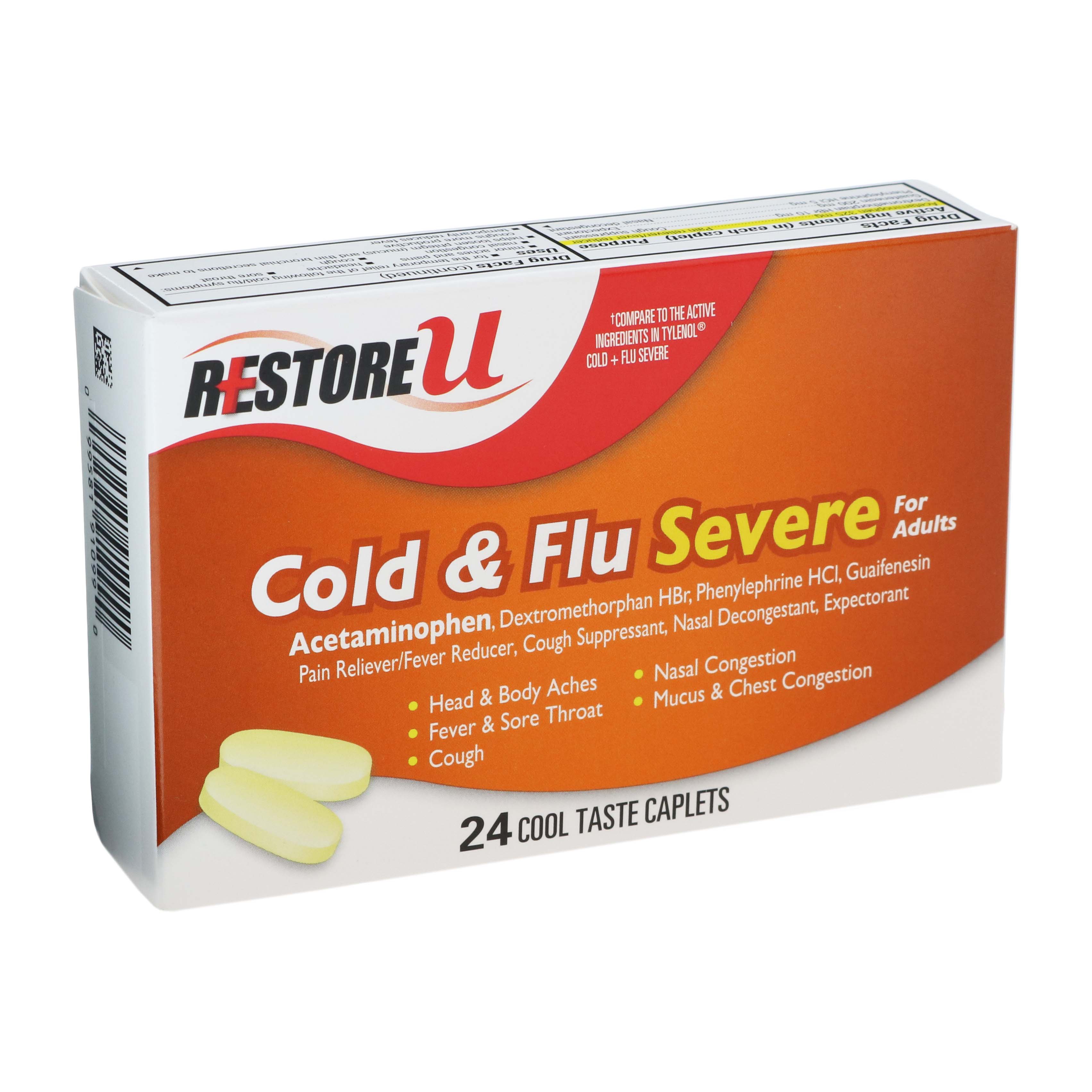 Restore U Cold & Flu Severe Caplets Shop Cough, cold & flu at HEB