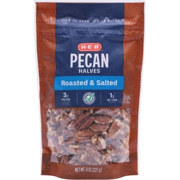 H-E-B Salted Roasted Pecan Halves, 8 oz