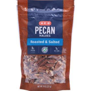 H-E-B Salted Roasted Pecan Halves, 8 oz
