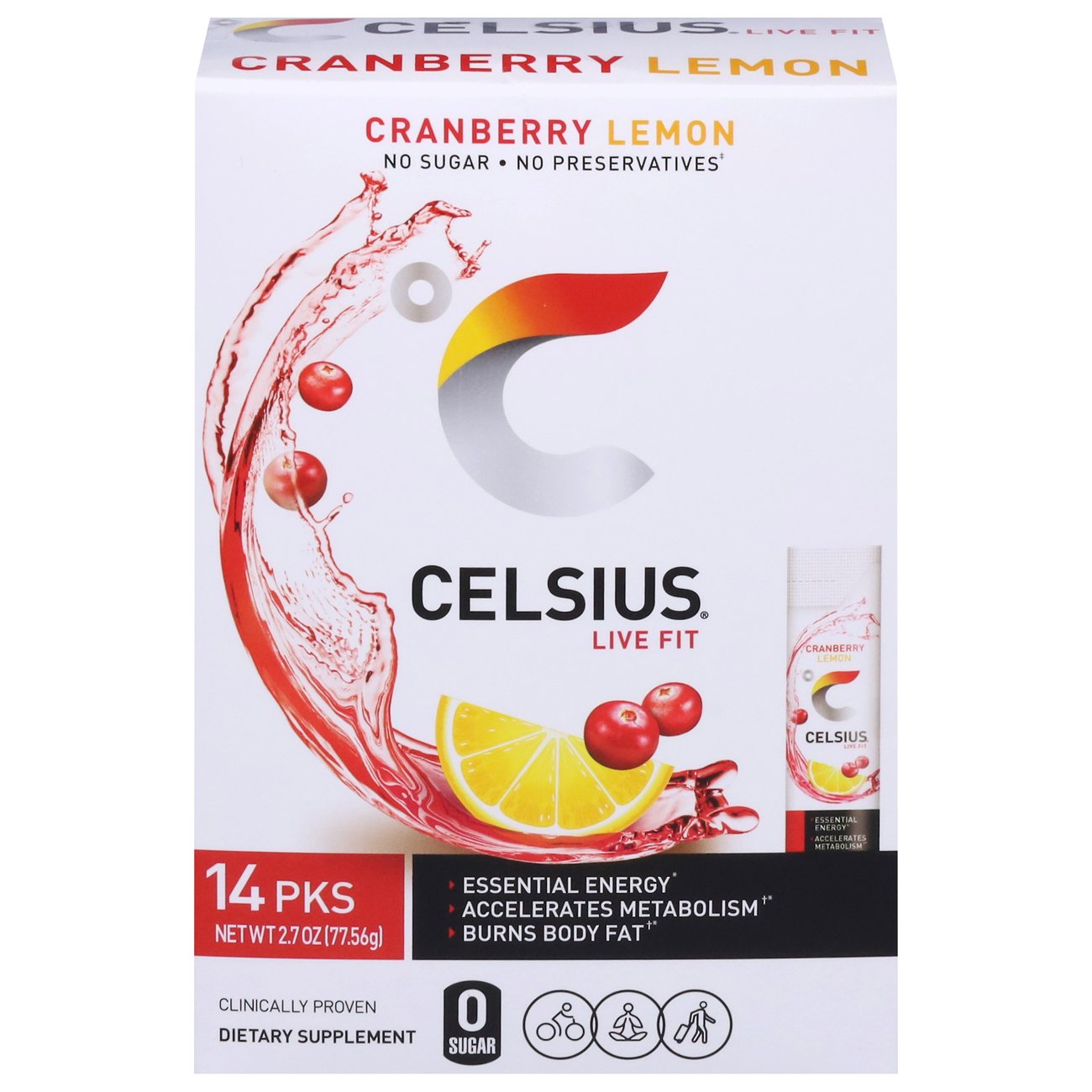 Celsius 0g Sugar Energy Powder Packs Cranberry Lemon Shop Diet