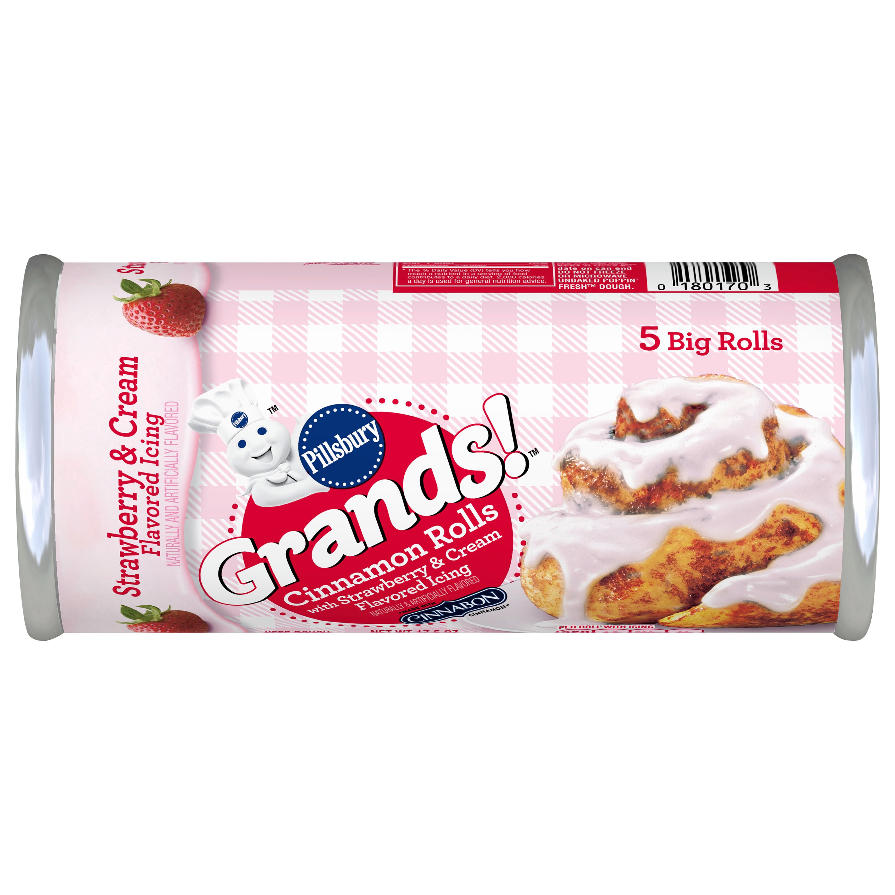 Pillsbury Grands Cinnamon Rolls With Strawberry Cream Icing Shop Biscuit Cookie Dough At H E B