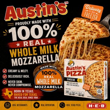 Austin's Pizza Cheese Thin Crust Frozen Pizza, 17.35 oz