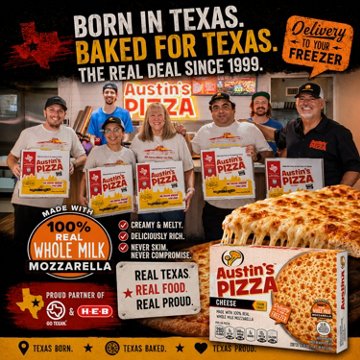 Austin's Pizza Cheese Thin Crust Frozen Pizza, 17.35 oz