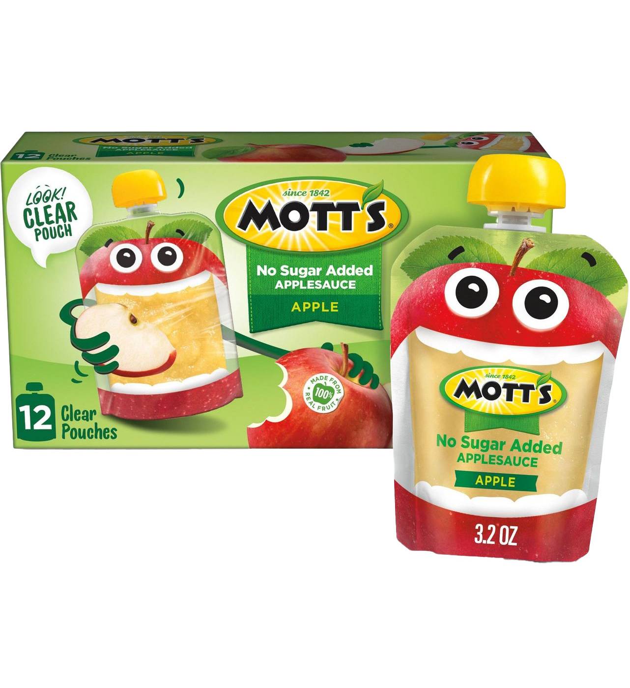 Mott's No Sugar Added Applesauce 12 pk Pouches; image 1 of 11