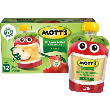 Mott's No Sugar Added Applesauce 12 pk Pouches, 3.2 oz