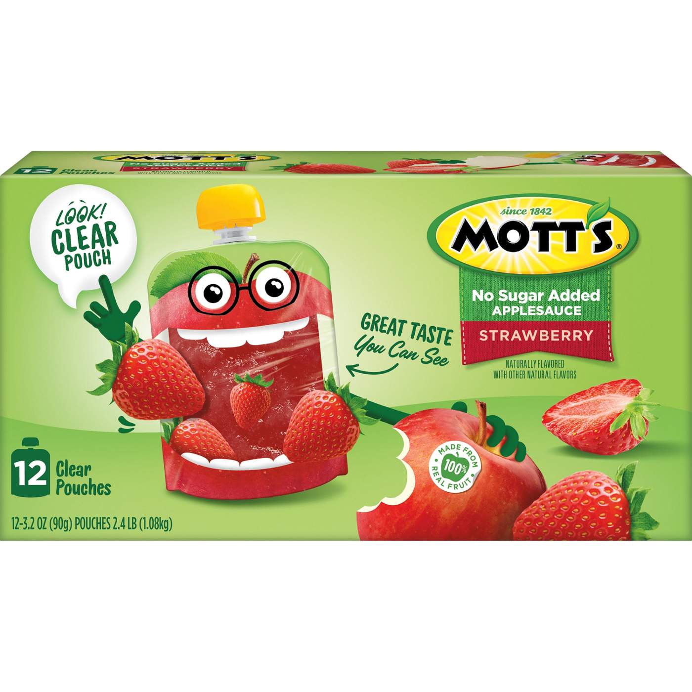 Mott's No Sugar Added Strawberry Apple Sauce Pouches; image 1 of 6